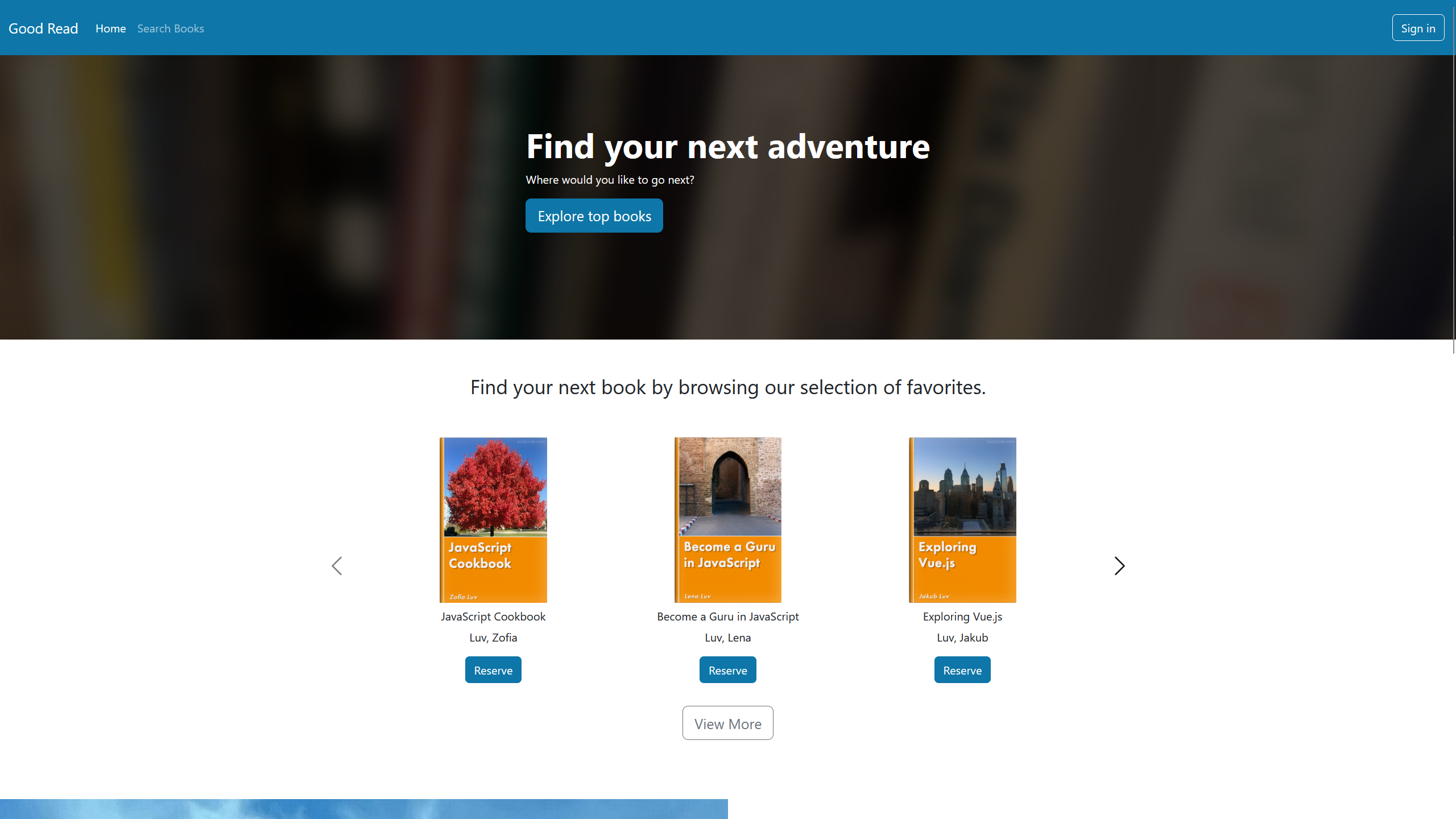 Library App Main Screen